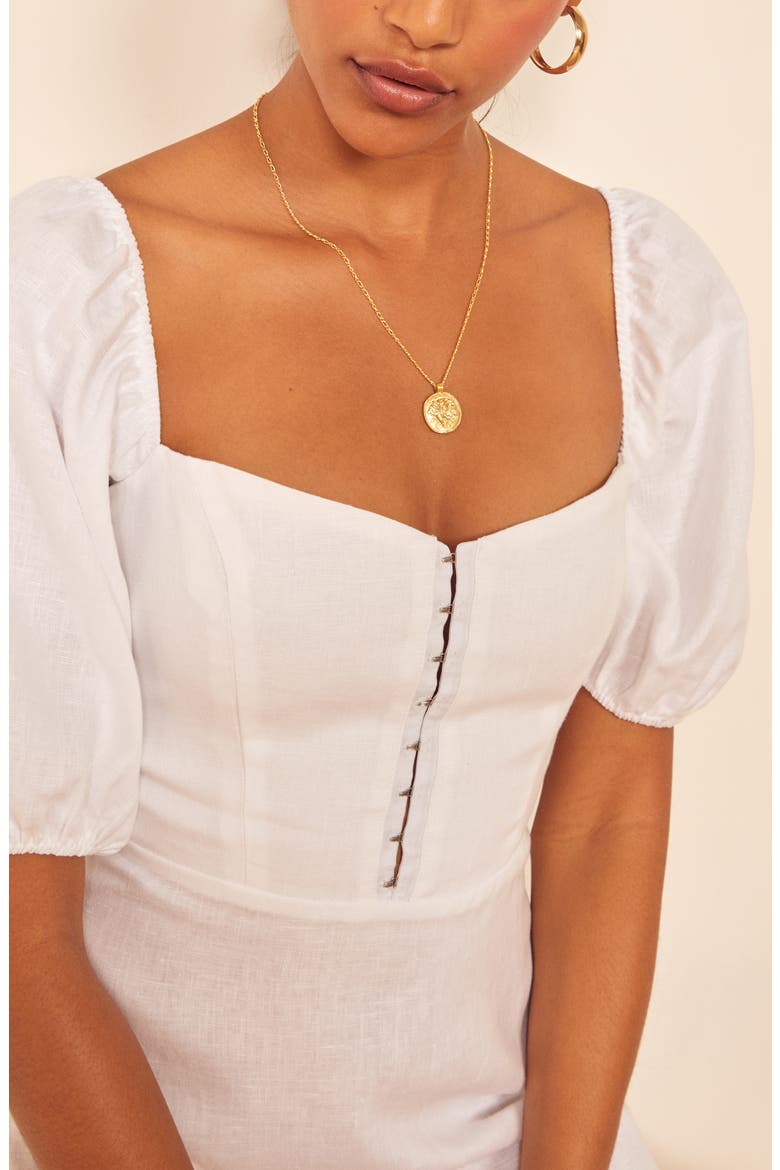 Seattle Puff Sleeve Linen Minidress, Alternate, color, WHITE