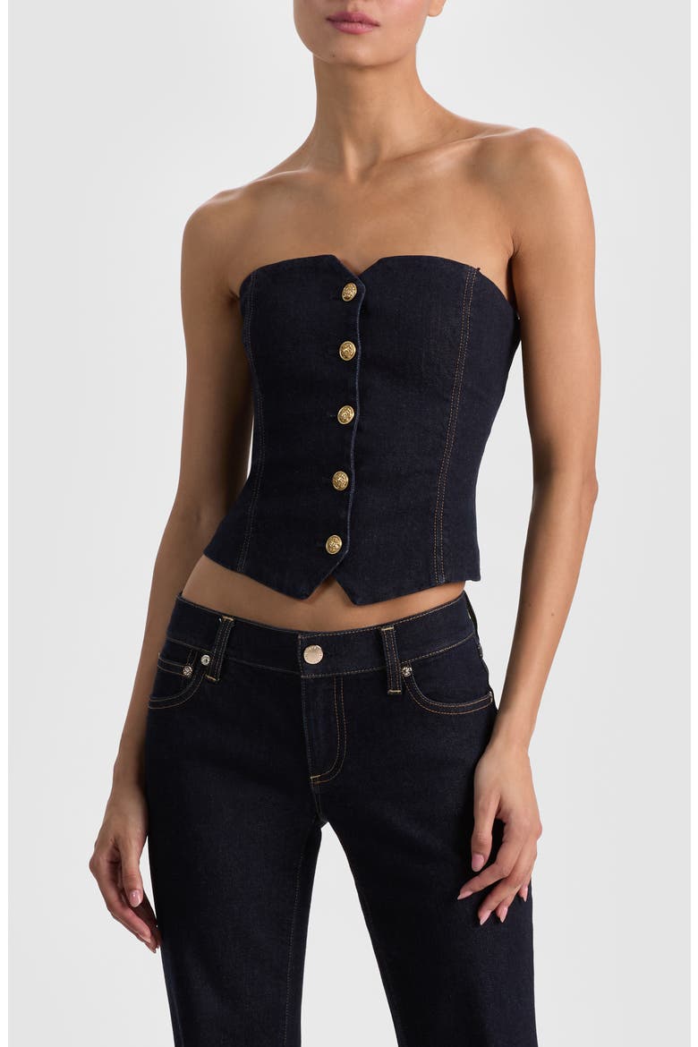 Kelcey Denim Corset Top, Main, color, DARK RINSE