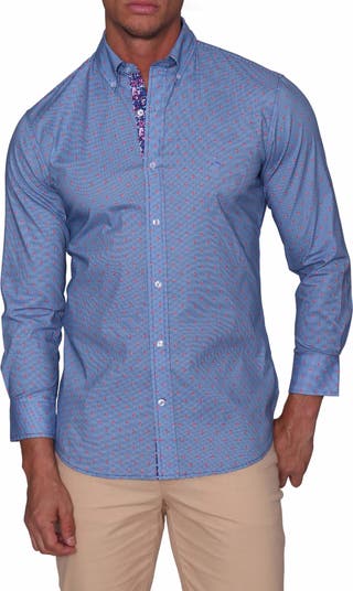 TailorByrd Regular Fit Long Sleeve Geo Grid Print Button Down Shirt ...