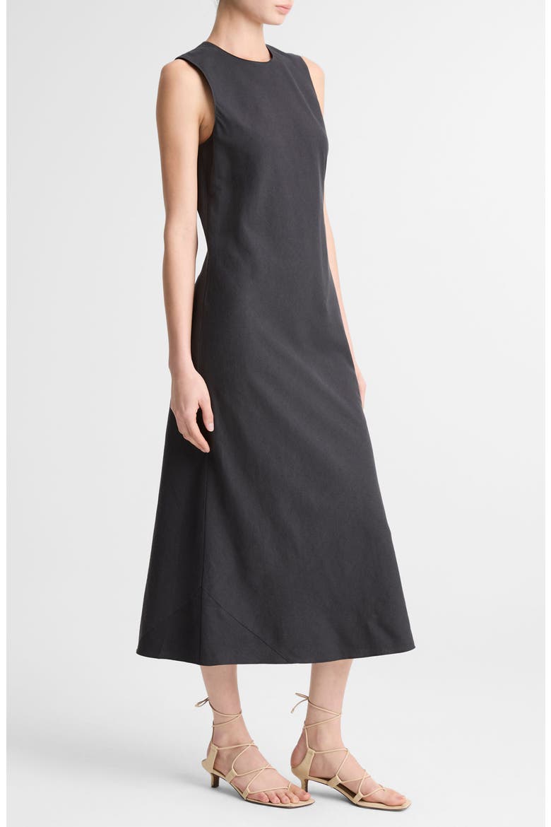 Bias Shell Midi Dress, Alternate, color, INK