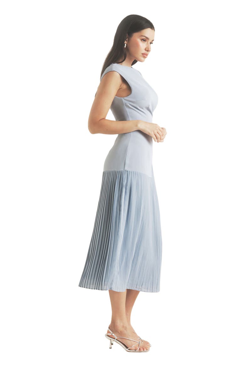 Pleated Cap Sleeve Maxi Dress, Alternate, color, Blue