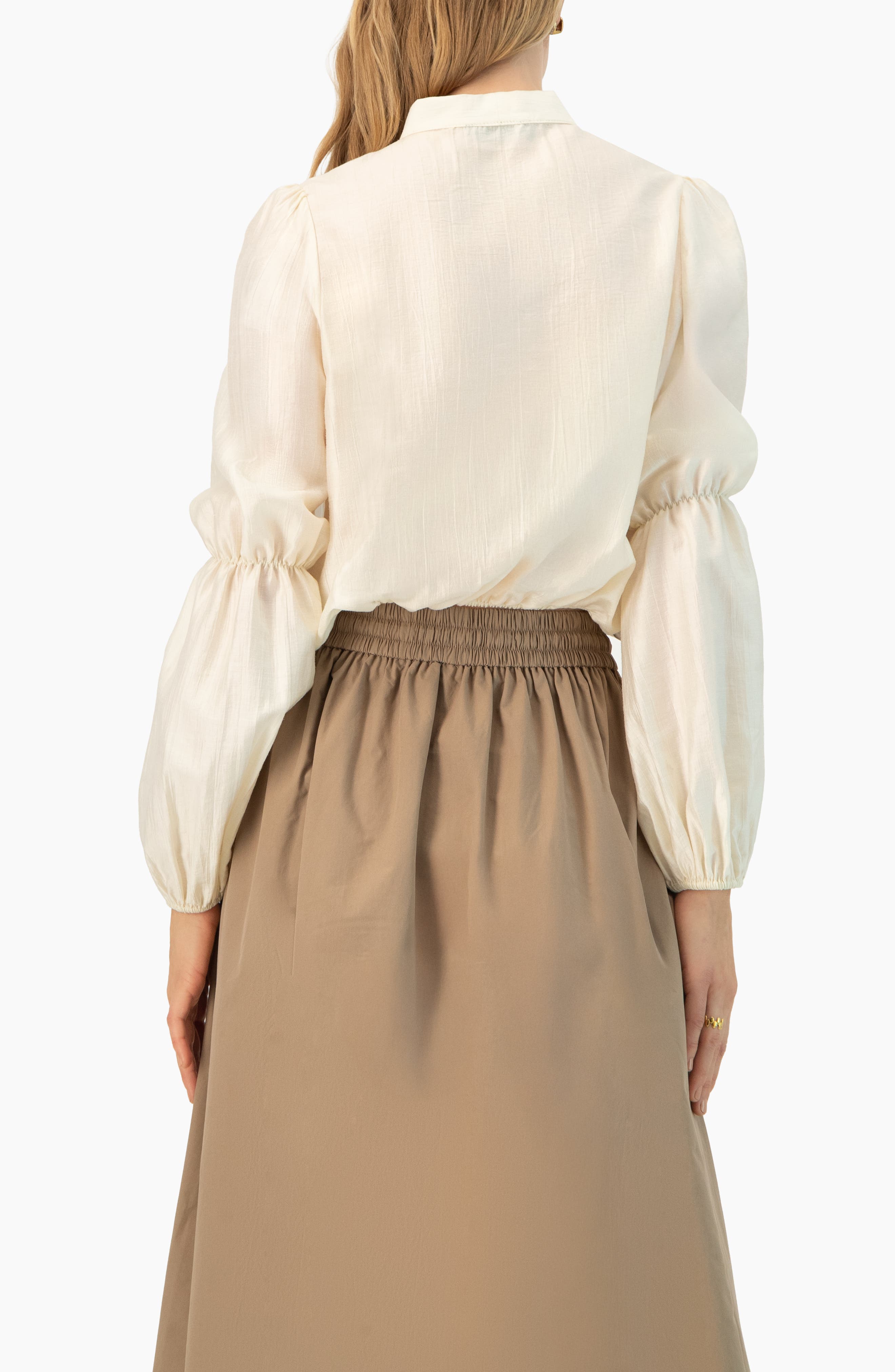 Long Sleeve Blouse with Neck Tie - image 2