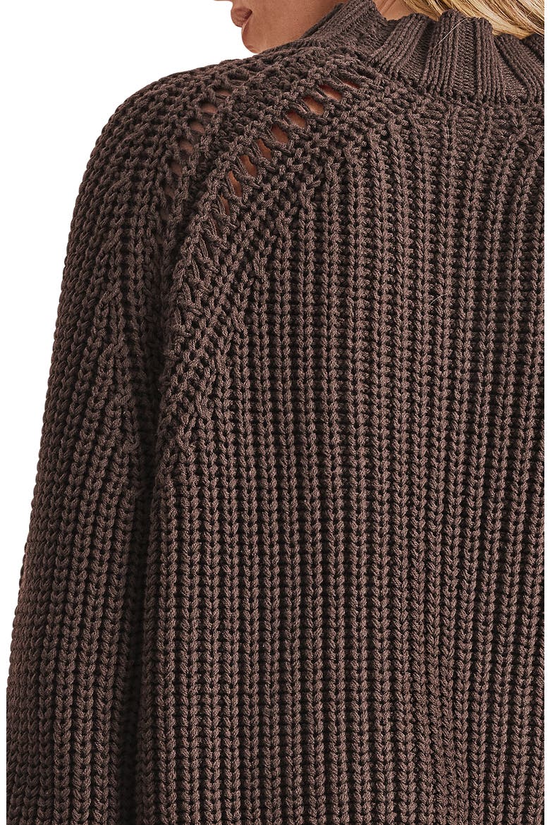 Cassidy Shaker Knit Crewneck Sweater, Alternate, color, JAVA BROWN