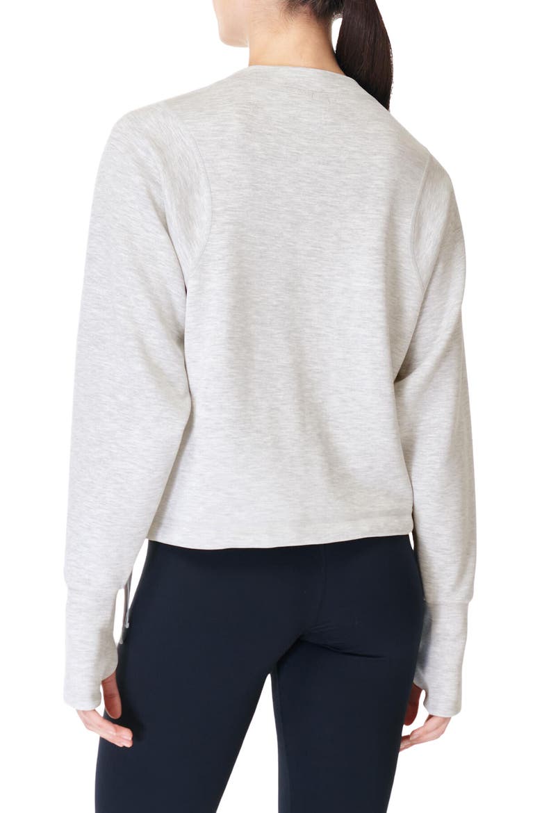 Sand Wash Crewneck Crop Sweatshirt, Alternate, color, LIGHT GREY MARL