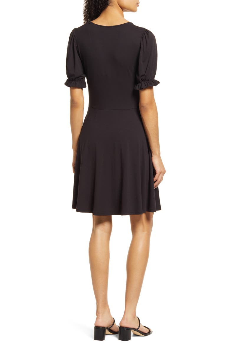 Puff Sleeve Jersey Minidress, Alternate, color, BLACK