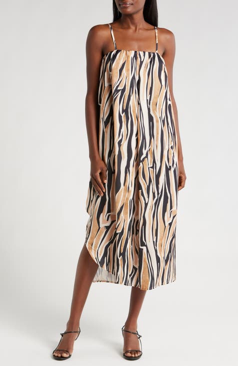 Printed Satin Shift Sundress