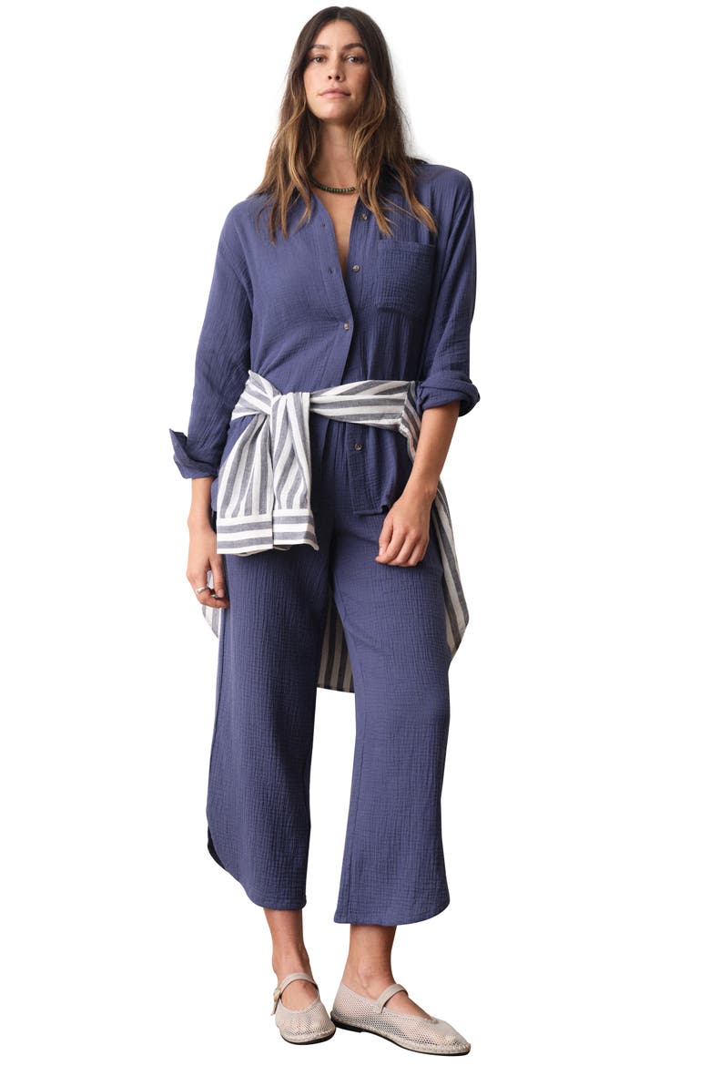 Cali Smocked Waist Double Cloth Pants, Alternate, color, DEEP COBALT