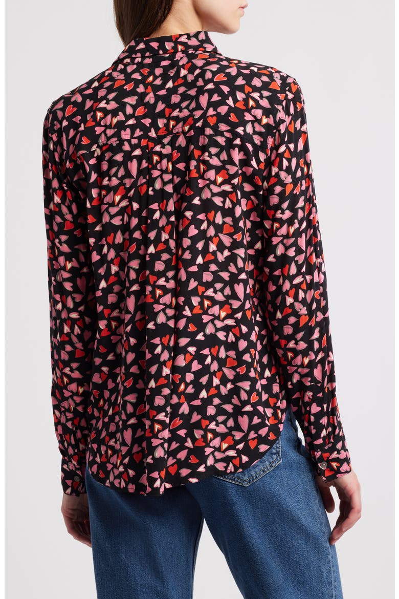 Josephine Heart Print Button-Up Shirt, Alternate, color, LOVE STRUCK