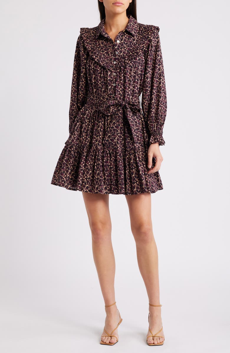 Cleobella Lotte Organic Cotton Long Sleeve Minidress, Main, color, Medici Print