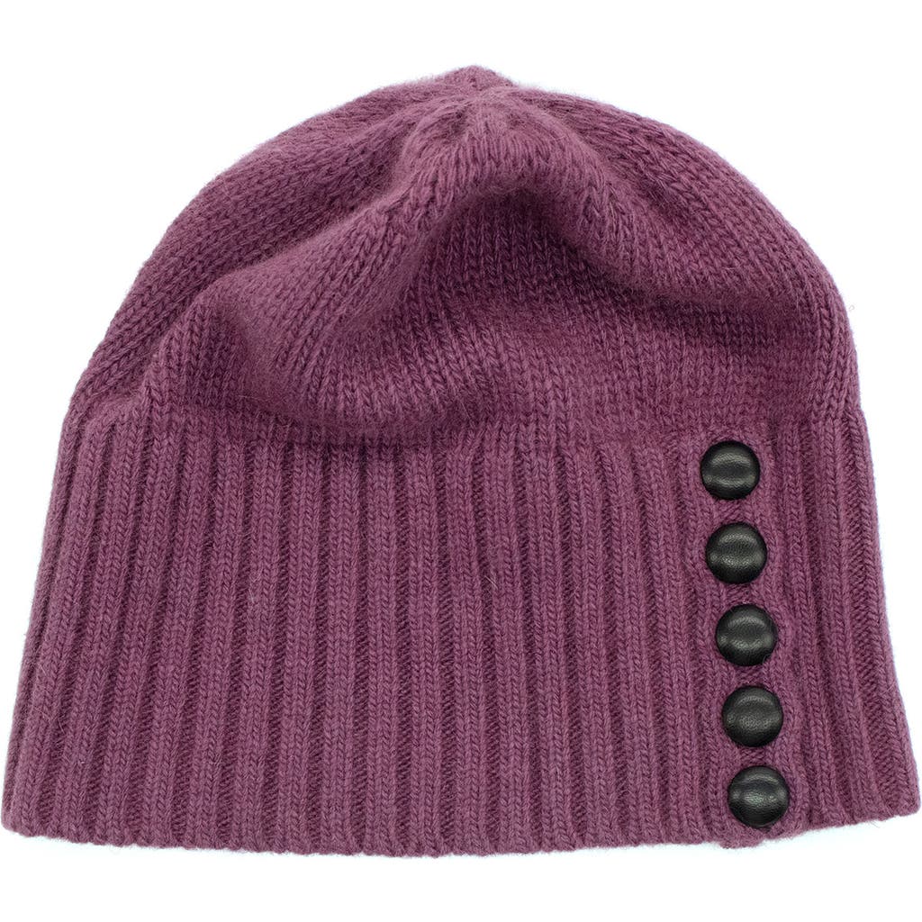 Portolano Minerva Button Beanie In Purple