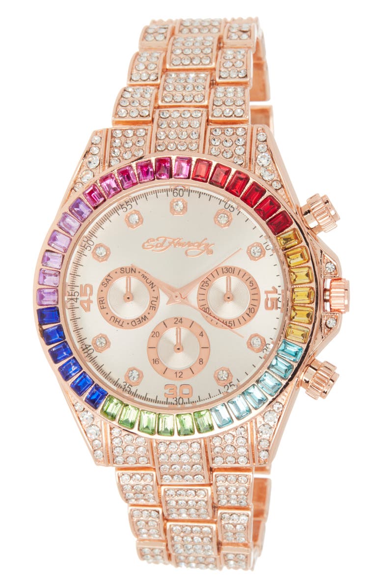 I TOUCH Crystal Bracelet Watch, 40mm x 47.5mm, Main, color, Shiny Rose Gold