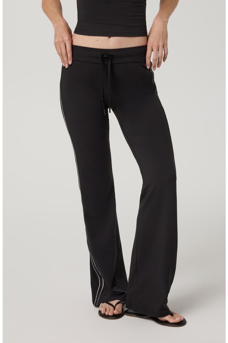 Halo Slim Flare Retro Pants, Main, color, SOLID BLACK