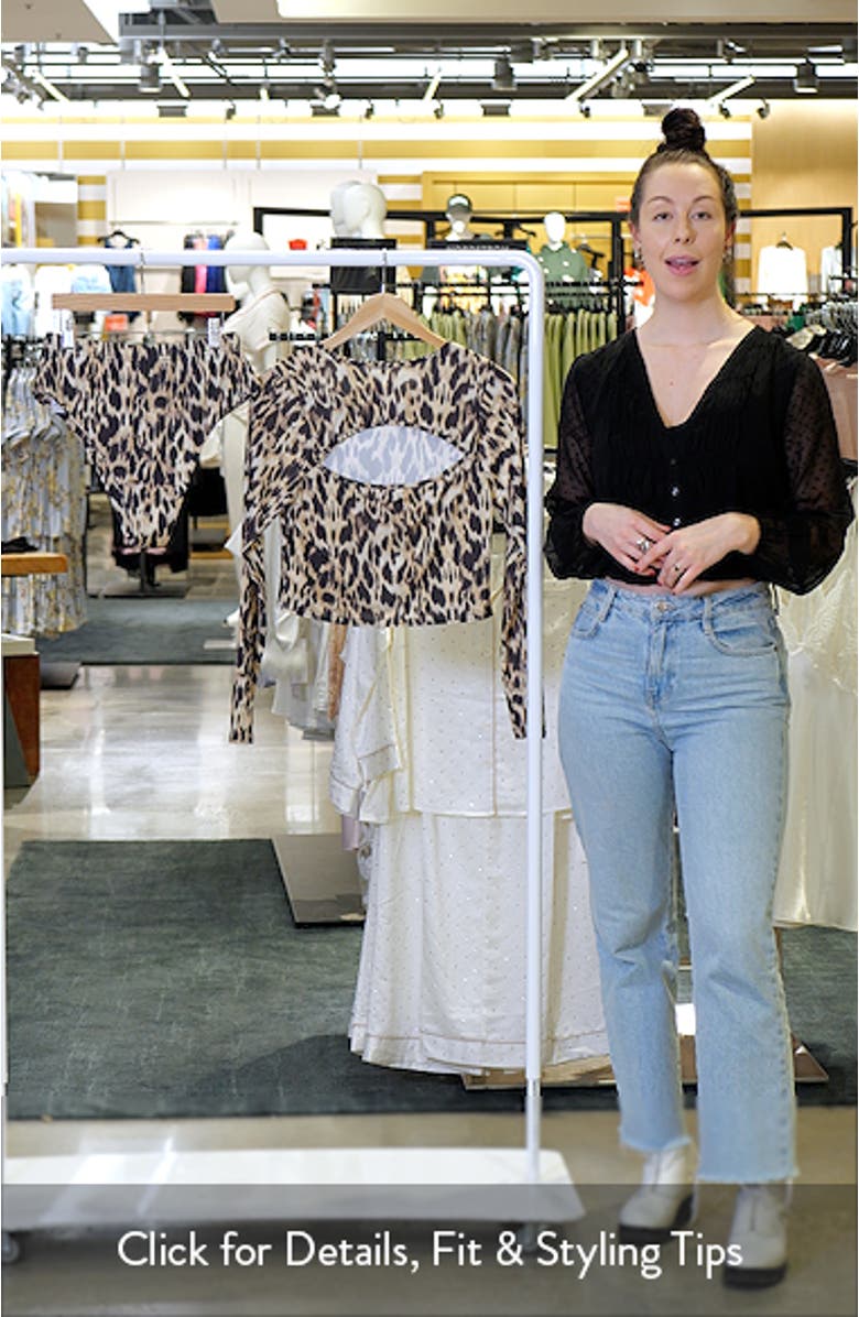 Leopard Print Cutout Detail Long Sleeve Bodysuit, sales video thumbnail