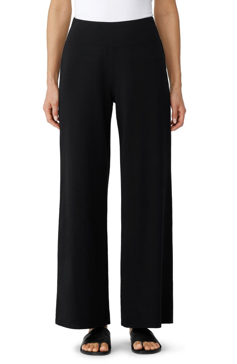 Eileen Fisher Wide Leg Stretch Organic Cotton Pants, Main, color, 