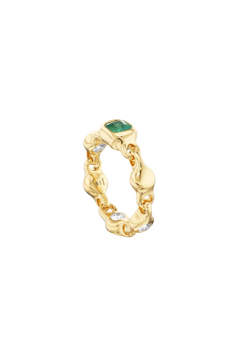 Supernova Stacking Ring, Alternate, color, YELLOW GOLD/ EMERALD
