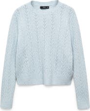 MANGO Sequin Cable Sweater