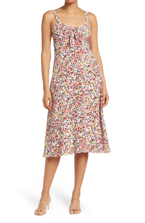 Sleeveless Tie Front Midi Dress