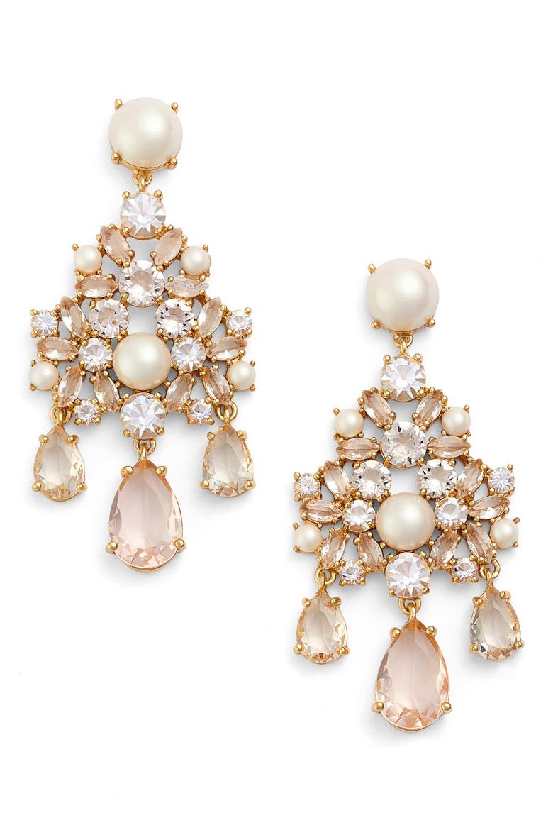 'posy petals' crystal chandelier earrings, Main, color, GOLD MULTI