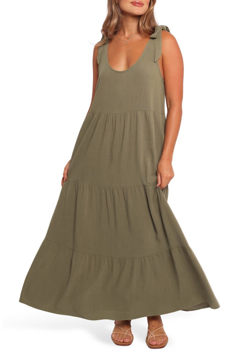 Marcy Linen Midi Dress, Main, color, OLIVE