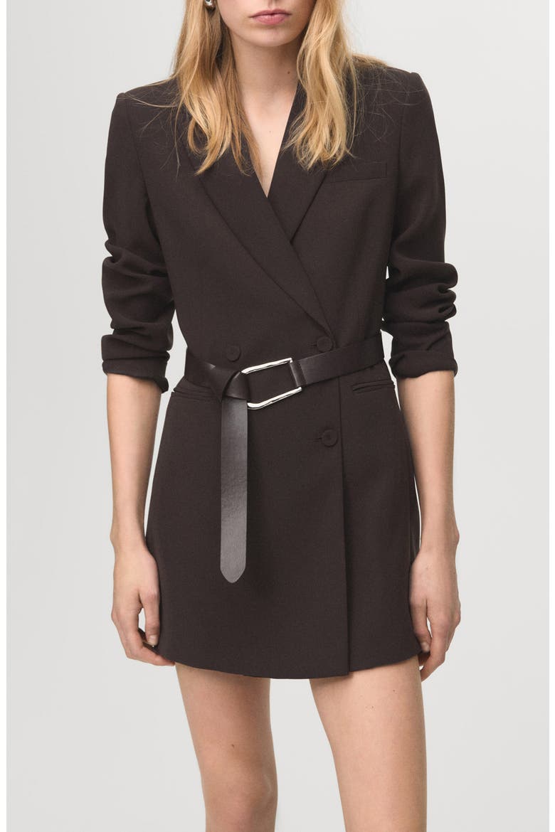 Loida Long Sleeve Double Breasted Coat Dress, Main, color, CHOCOLATE
