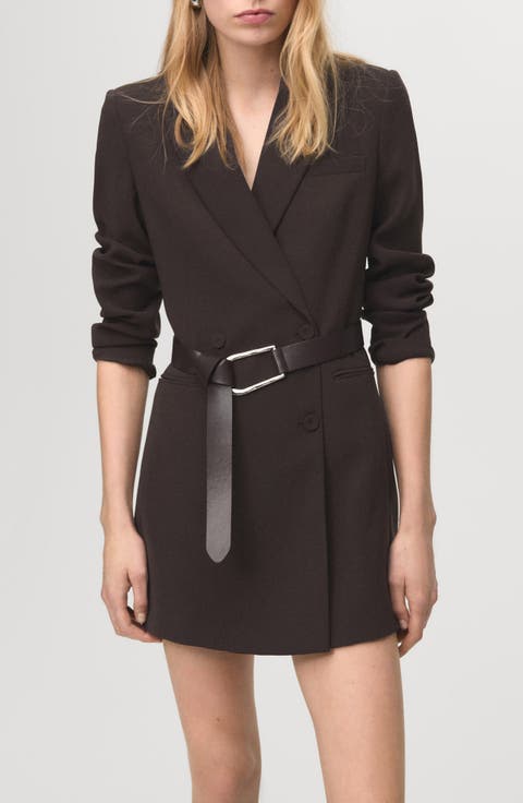 Loida Long Sleeve Double Breasted Coat Dress