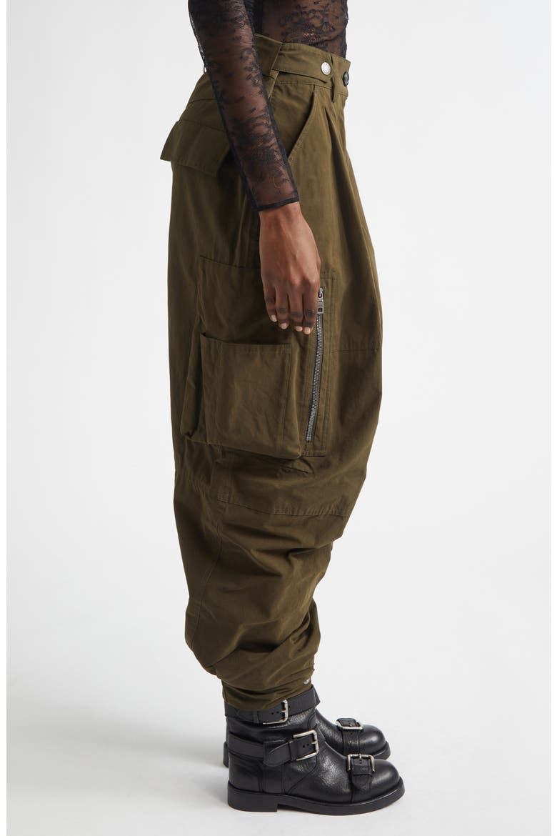 Waxed Faille Barrel Leg Cargo Pants, Alternate, color, MARRONE SCURO