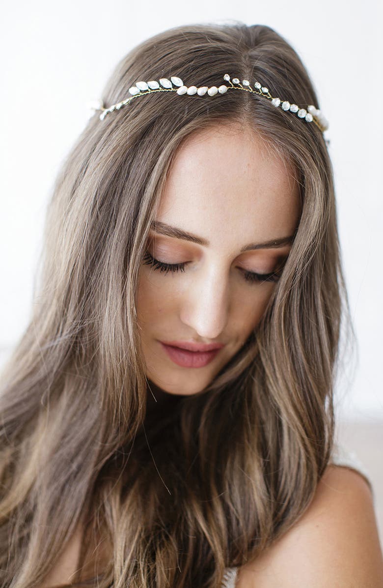 Brides & Hairpins India Halo & Sash, Alternate, color, Silver