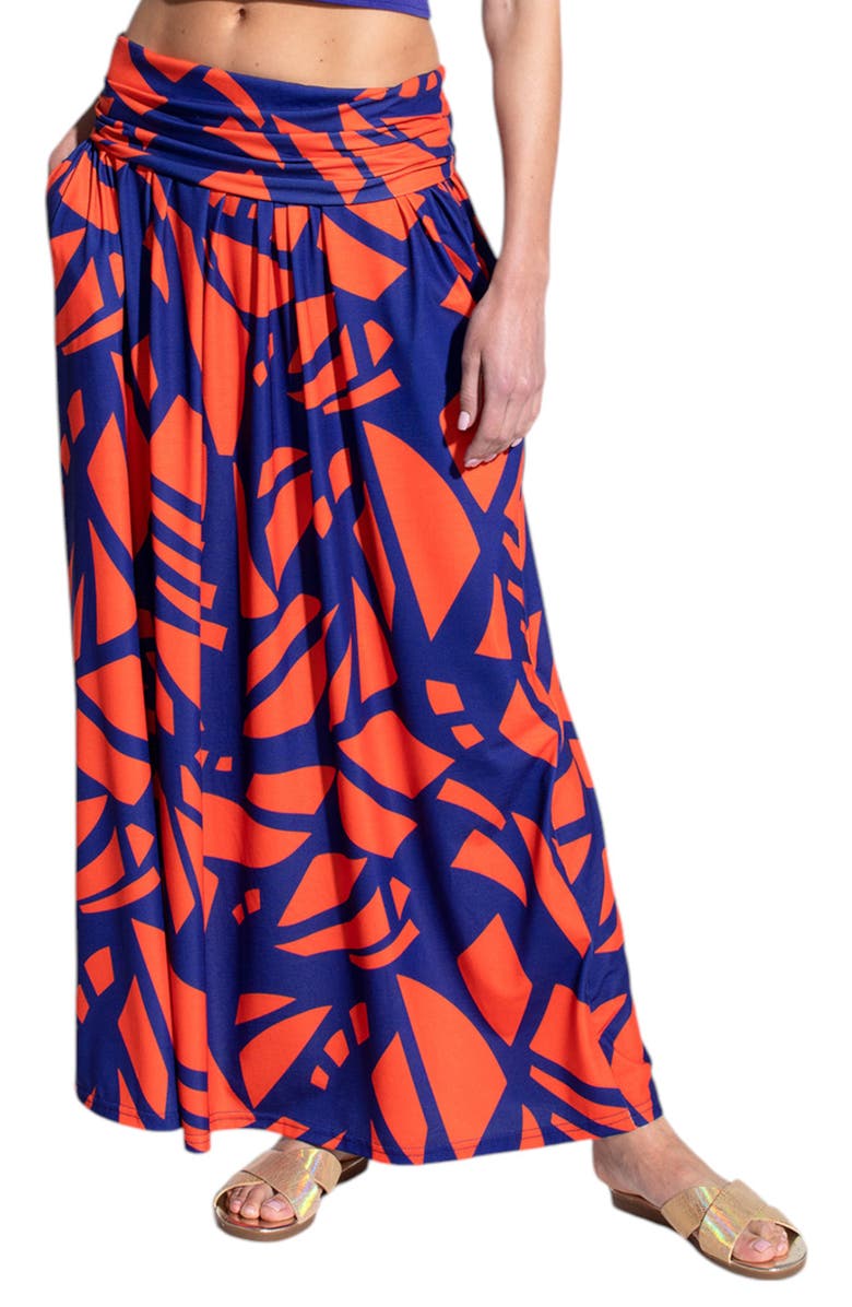 HotSquash London Clothing Printed Roll Top Maxi Skirt, Main, color, 