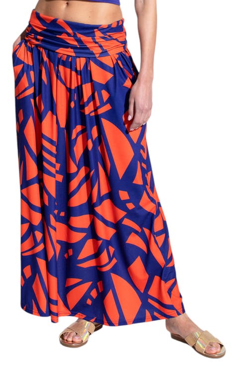 Printed Roll Top Maxi Skirt