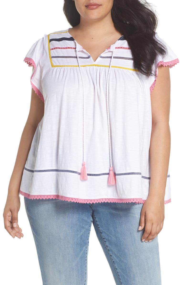 Caslon<sup>®</sup> Lace Inset Boho Tee, Main, color, 