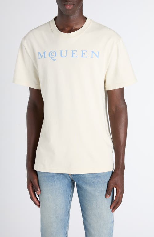 McQueen Logo Graphic T-Shirt in Gesso/ice Blue at Nordstrom, Size Xx-Large