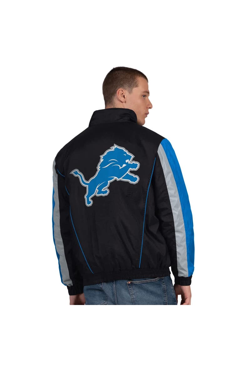 Men's Starter  Black Detroit Lions Thursday Night Gridiron Half-Zip Jacket, Alternate, color, Black