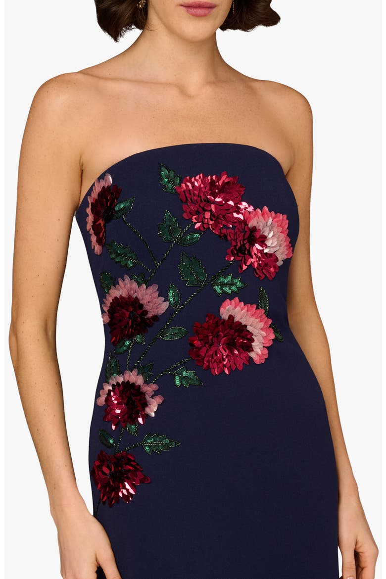 Bead Embellished Strapless Column Gown, Alternate, color, NAVY