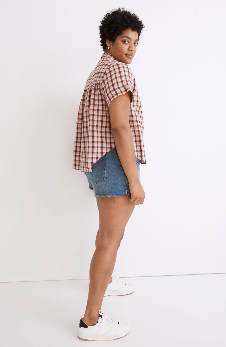 Madewell Baybrook Plaid Cotton Seersucker Shirt, Alternate, color, Stained Mahogany
