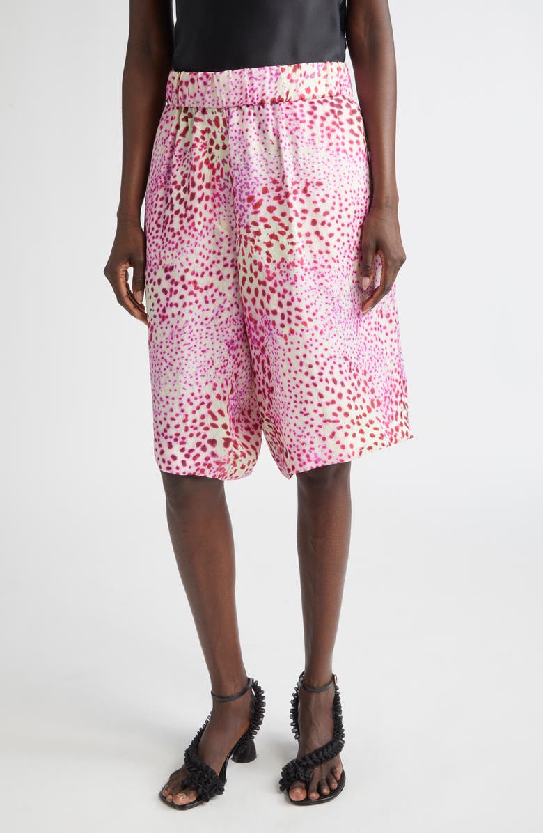 Dries Van Noten Pomy Bis Orchid Spot Print Jacquard Bermuda Shorts, Main, color,
