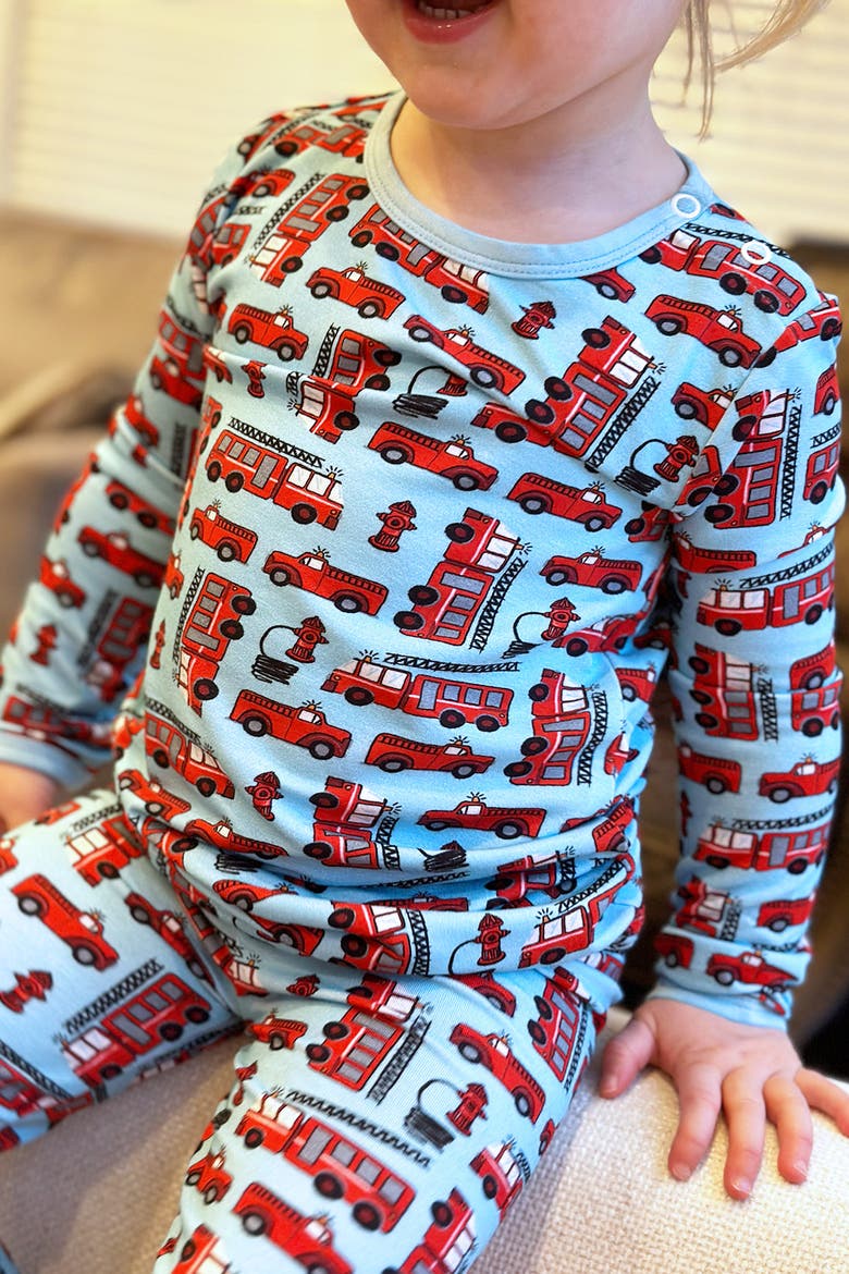 Long Sleeve Pajama Set - Fire Trucks, Alternate, color, Fire Trucks