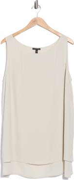 Eileen Fisher Bateau Neck Longline Silk Shell