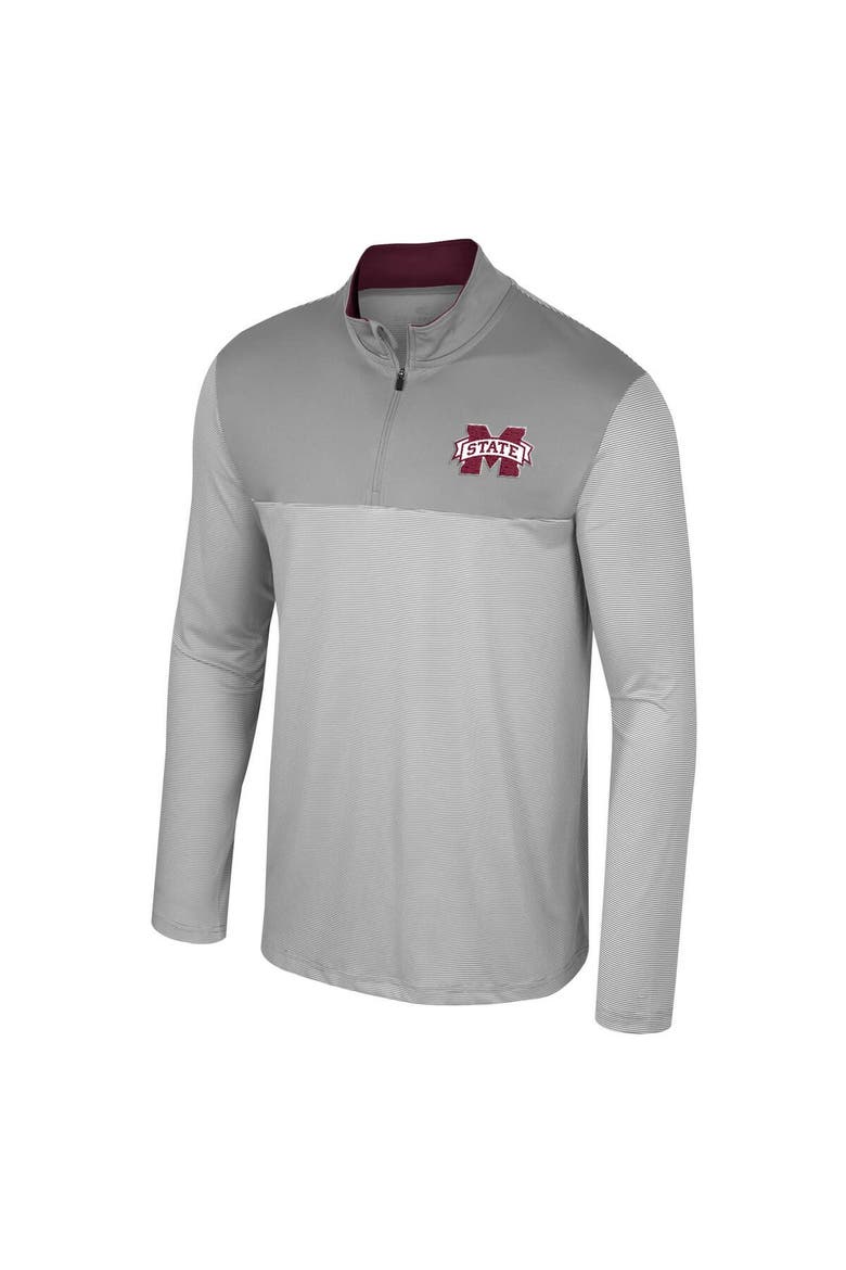 Men's Colosseum Gray Mississippi State Bulldogs Tuck Quarter-Zip Top, Alternate, color, Gray
