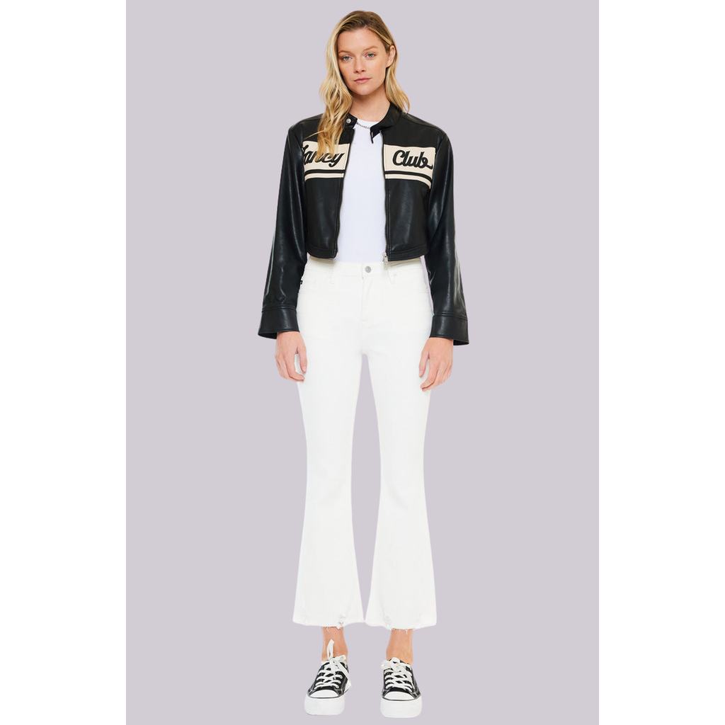 Kancan Volumina Essentials High Rise Crop Bootcut Jeans In Black