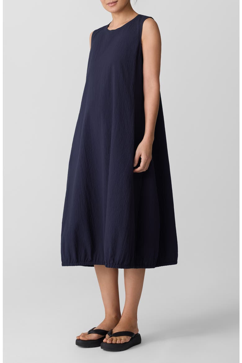 Sleeveless Stretch Organic Cotton Midi Lantern Dress, Main, color, INK