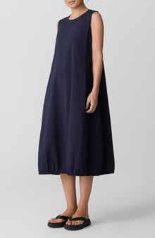 Eileen Fisher Sleeveless Stretch Organic Cotton Midi Lantern Dress