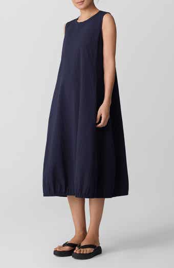 Eileen Fisher Sleeveless Stretch Organic Cotton Midi Lantern Dress