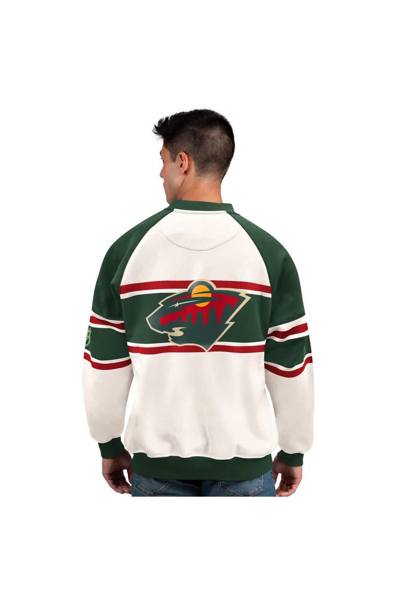 Men's Starter  White Minnesota Wild Defense Fleece Crewneck Sweatshirt, Alternate, color, White