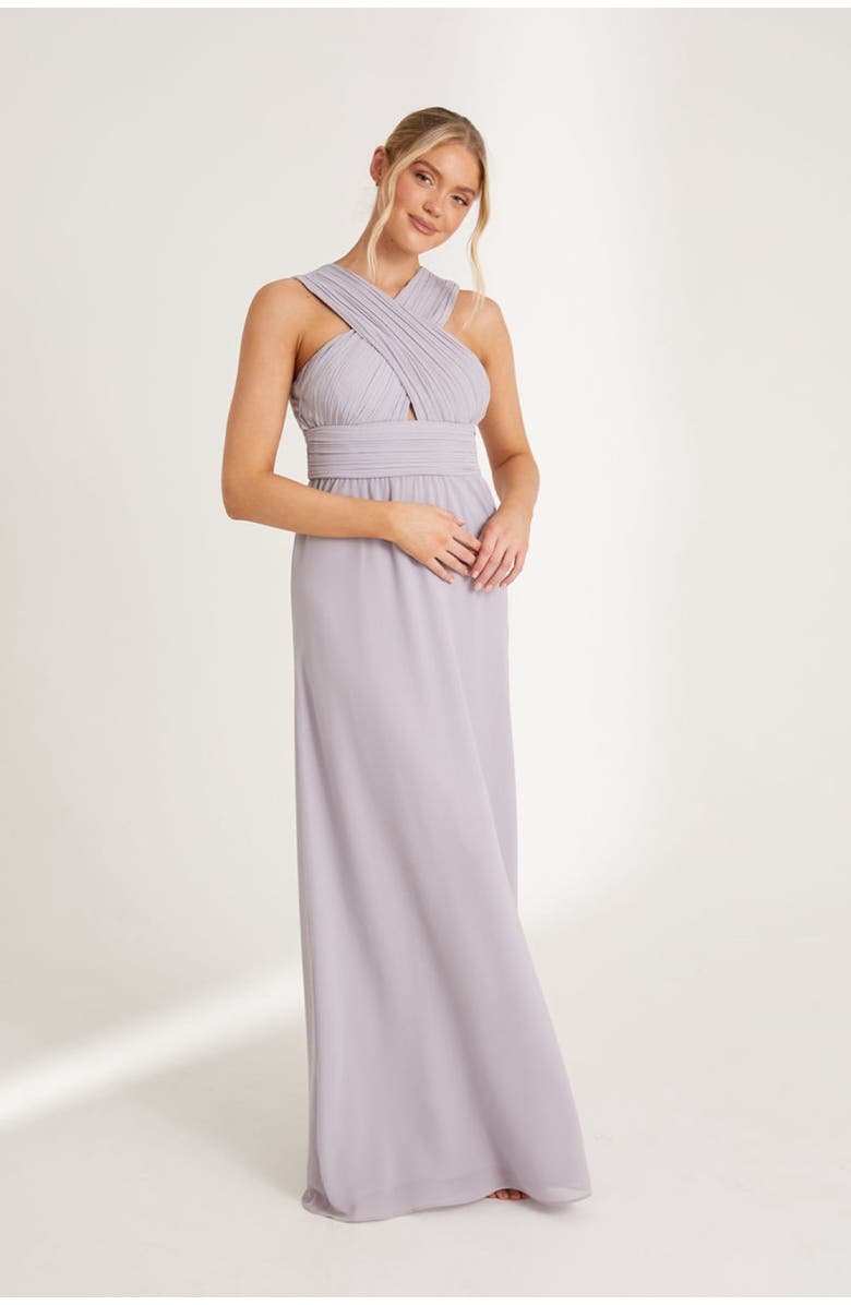 Six Stories Cross Neck Chiffon Bridesmaid Dress, Alternate, color, Lilac
