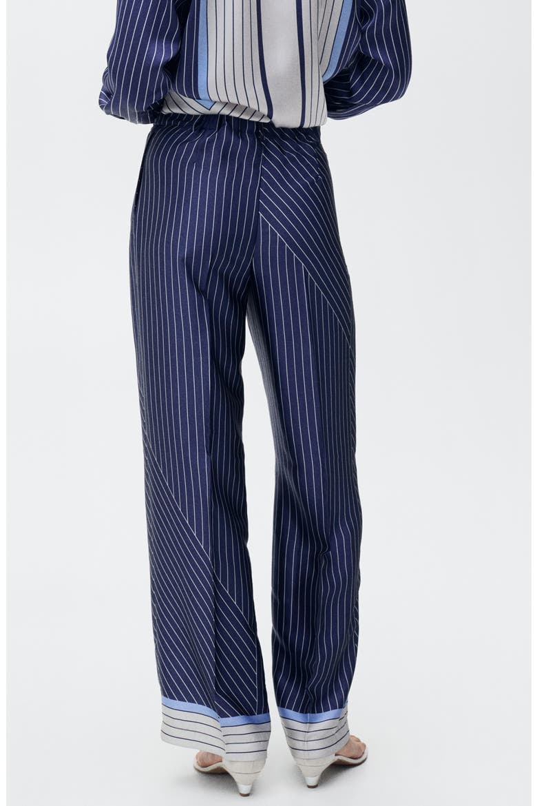 Contrast Stripe Satin Wide Leg Pants, Alternate, color, BLUE