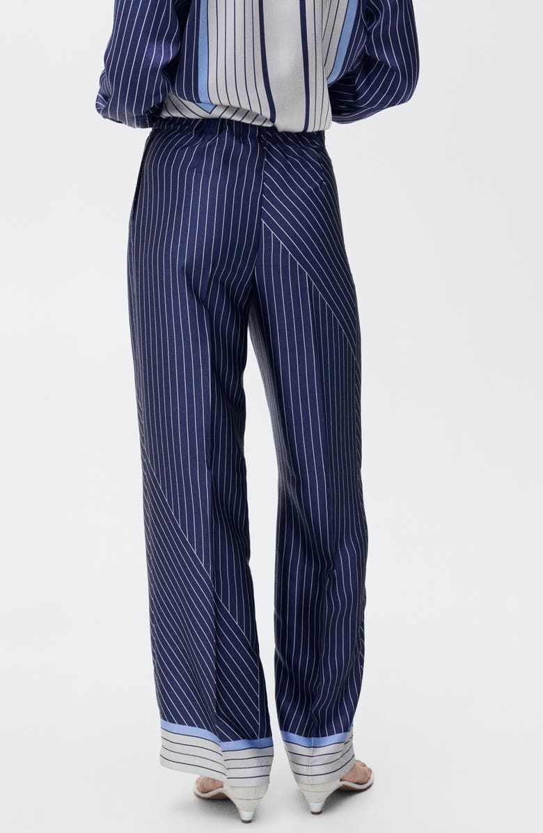 MANGO Contrast Stripe Satin Wide Leg Pants, Alternate, color, Blue