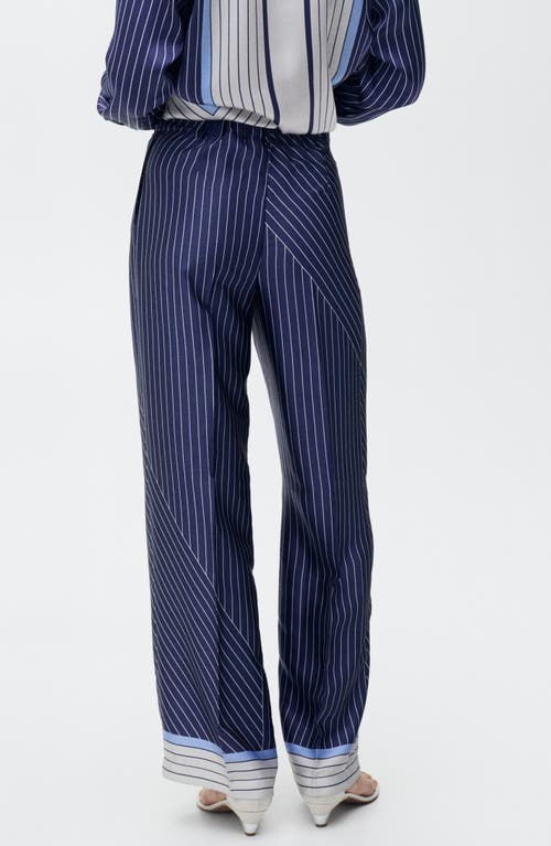 Mango Contrast Stripe Satin Wide Leg Pants