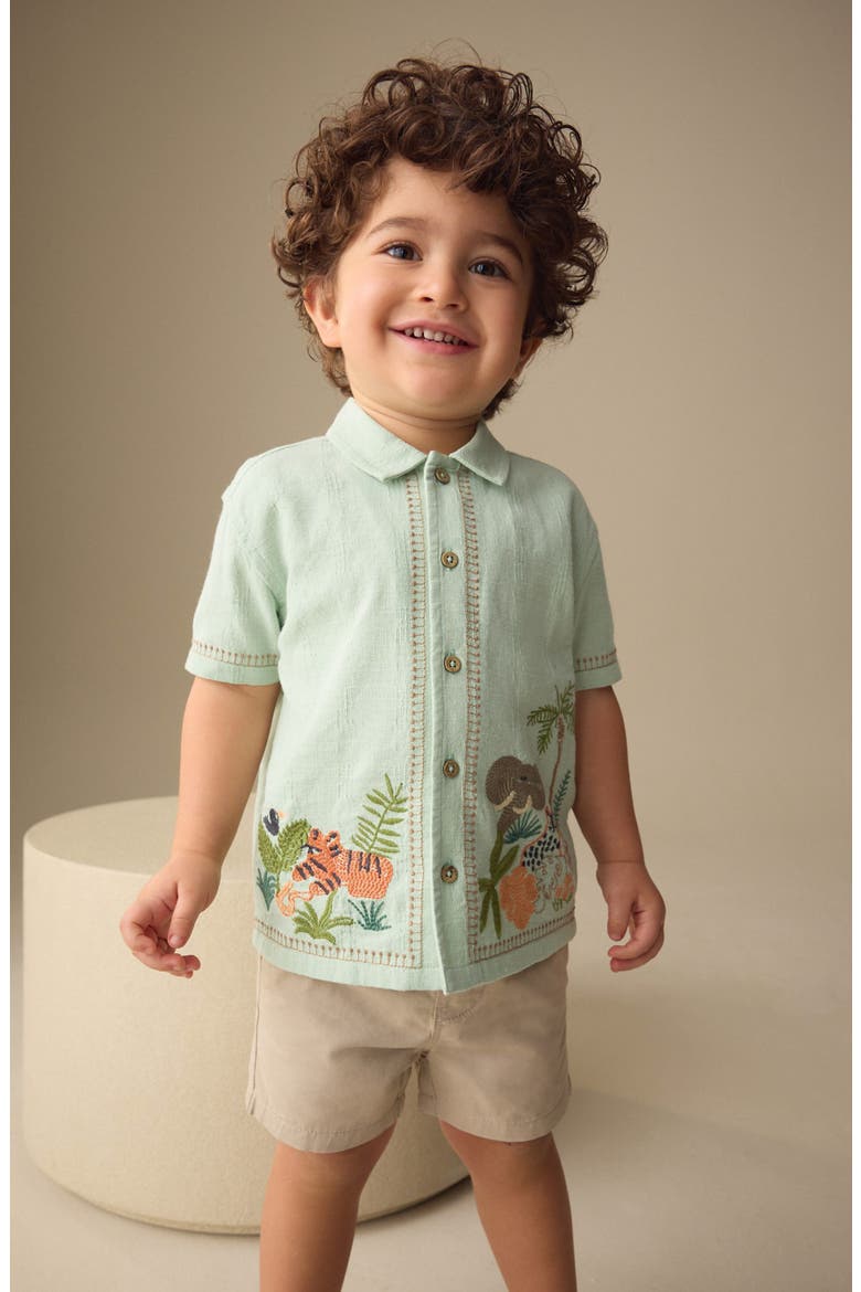 Kids' Textured Safari Button-Up Shirt, Alternate, color, GREEN