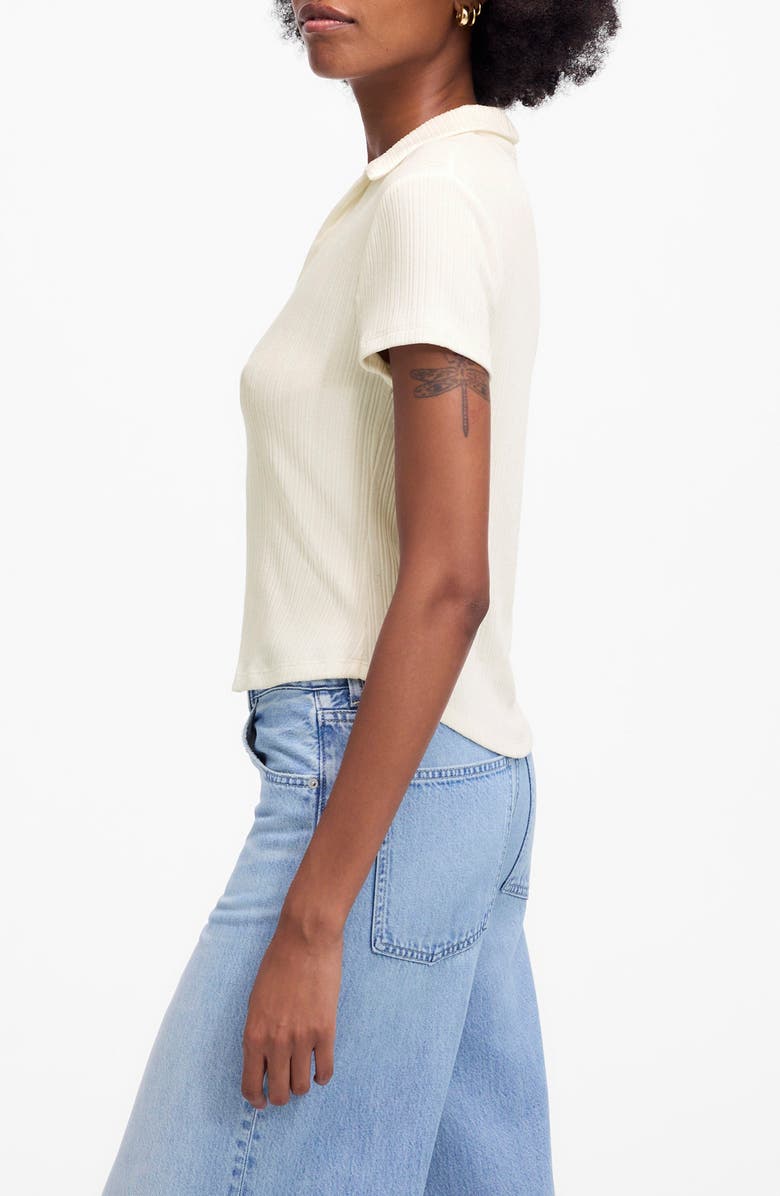 Madewell V-Neck Rib Polo Top, Alternate, color, Lighthouse
