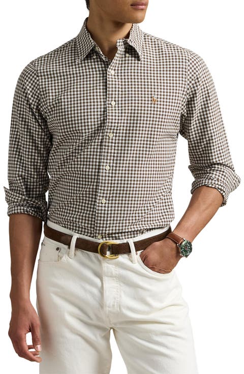 Classic Fit CheckShort Sleeve Cotton Button-Down Oxford Shirt